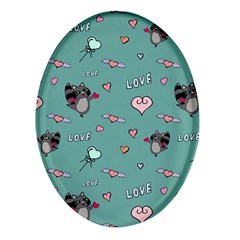 Raccoon Texture Seamless Scrapbooking Hearts Oval Glass Fridge Magnet (4 Pack) by pakminggu