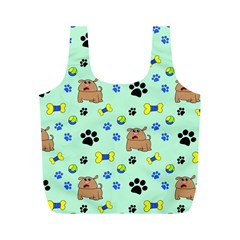 Dog Pattern Seamless Blue Background Scrapbooking Full Print Recycle Bag (m) by pakminggu