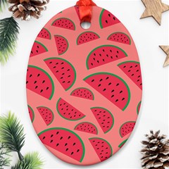 Watermelon Red Food Fruit Healthy Summer Fresh Ornament (oval) by pakminggu