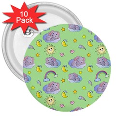 Elephant Sleeping Elephants Background 3  Buttons (10 Pack)  by pakminggu