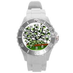 Watermelon Tree Abstraction On Watermelon Abundance Round Plastic Sport Watch (l) by pakminggu