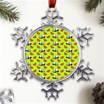 Watermelon Panda Background Wallpaper Metal Large Snowflake Ornament Front