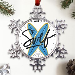 Wave Surfing Surfboard Surfing Metal Large Snowflake Ornament by pakminggu