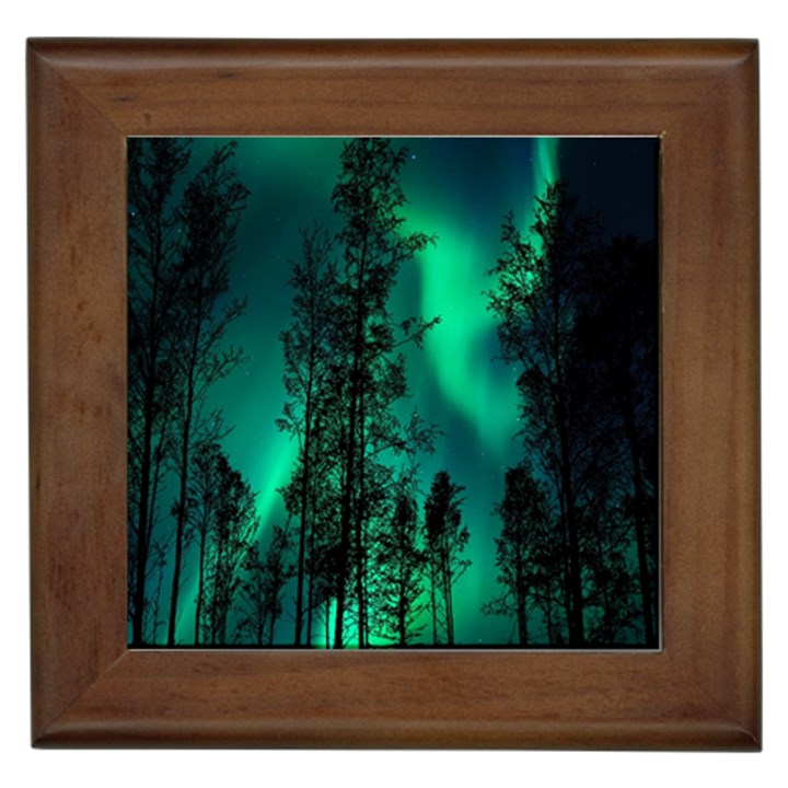 Aurora Northern Lights Celestial Magical Astronomy Framed Tile