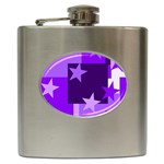 Purple Stars Pattern Shape Hip Flask (6 oz) Front