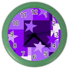 Purple Stars Pattern Shape Color Wall Clock by danenraven