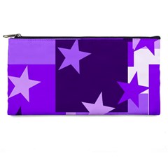 Purple Stars Pattern Shape Pencil Case by danenraven