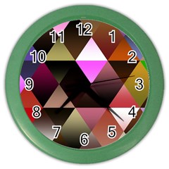 Abstract Geometric Triangles Shapes Color Wall Clock by danenraven