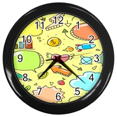 Cute Sketch Child Graphic Funny Wall Clock (black) by danenraven