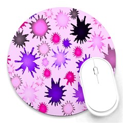 Inks Drops Black Paint Design Round Mousepad by danenraven