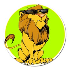 Lion Cartoon Parody Magnet 5  (round) by danenraven