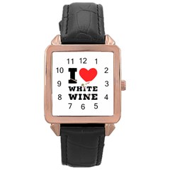 I Love White Wine Rose Gold Leather Watch  by ilovewhateva