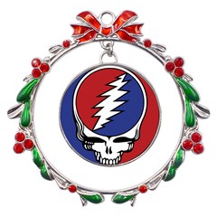 Grateful Dead Metal X mas Wreath Ribbon Ornament by Mog4mog4