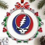 Grateful Dead Metal X mas Wreath Ribbon Ornament Front