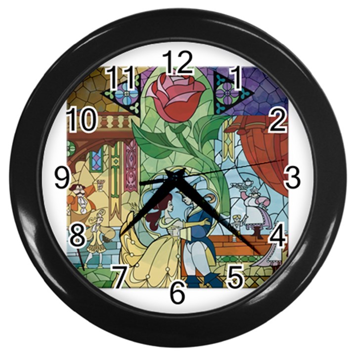 Beauty Stained Glass Wall Clock (Black)