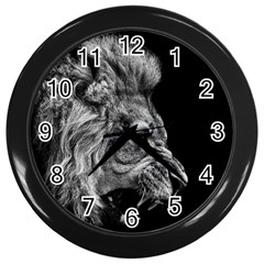 Roar Angry Male Lion Black Wall Clock (black) by Mog4mog4