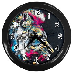 Angry Male Lion Roar Wall Clock (black) by Mog4mog4