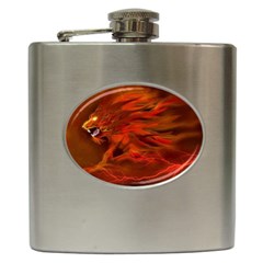 Fire Lion Flames Light Mystical Dangerous Wild Hip Flask (6 Oz) by Mog4mog4