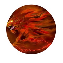 Fire Lion Flames Light Mystical Dangerous Wild Mini Round Pill Box by Mog4mog4