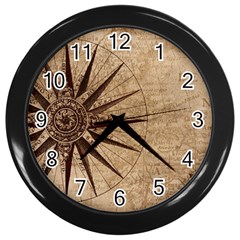 Compass Map Nautical Antique Wall Clock (black) by Mog4mog4