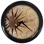 Compass Map Nautical Antique Wall Clock (Black) Front