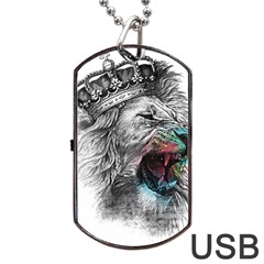 Lion King Head Dog Tag Usb Flash (two Sides) by Mog4mog4