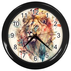 Lion Africa African Art Wall Clock (black) by Mog4mog4