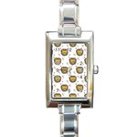 Lion Heads Pattern Design Doodle Rectangle Italian Charm Watch Front