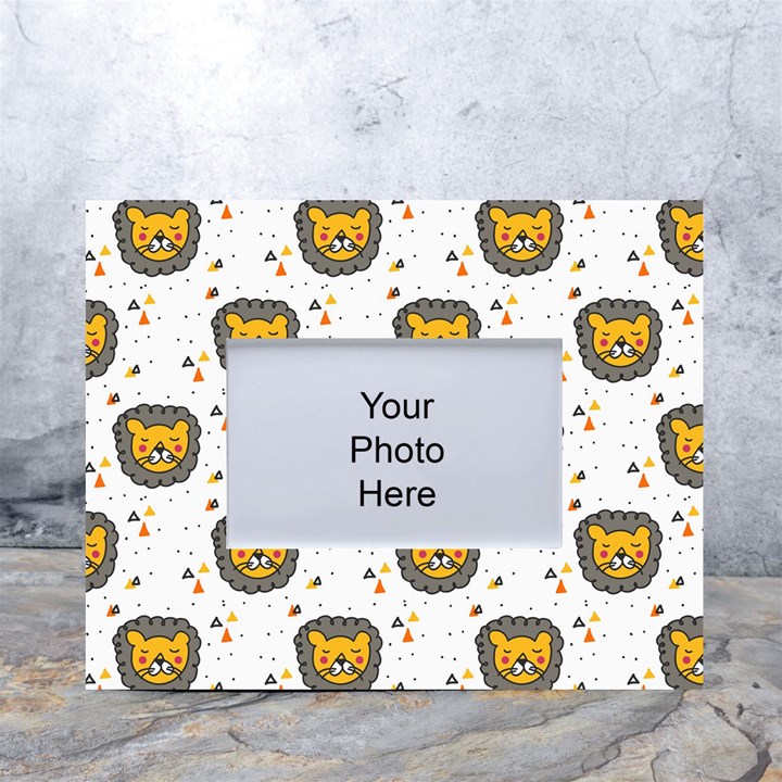 Lion Heads Pattern Design Doodle White Tabletop Photo Frame 4 x6 