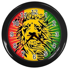 Lion Head Africa Rasta Wall Clock (black) by Mog4mog4