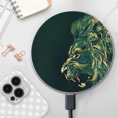 Angry Male Lion Wireless Fast Charger(white) by Mog4mog4