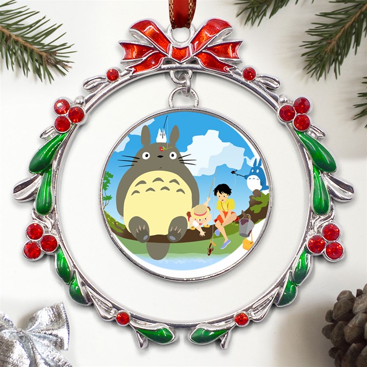 My Neighbor Totoro Totoro Metal X mas Wreath Ribbon Ornament