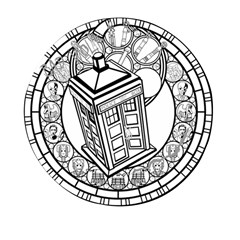 Bad Wolf Tardis Art Drawing Doctor Who Mini Round Pill Box by Mog4mog4