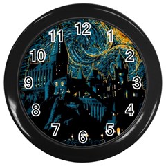 Hogwarts Castle Van Gogh Wall Clock (black) by Mog4mog4