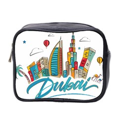 Burj Khalifa Skyline Clip Art Drawing Comic World Mini Toiletries Bag (two Sides) by Mog4mog4