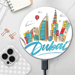 Burj Khalifa Skyline Clip Art Drawing Comic World Wireless Fast Charger(white) by Mog4mog4