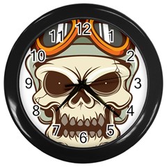 Motorcycle Helmet Skull Clip Art Cranial Skeleton Wall Clock (black) by Mog4mog4