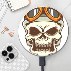 Motorcycle Helmet Skull Clip Art Cranial Skeleton Wireless Fast Charger(white) by Mog4mog4