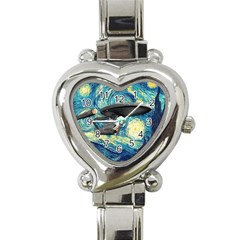 Star Starship The Starry Night Van Gogh Heart Italian Charm Watch by Mog4mog4