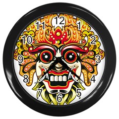 Bali Barong Mask Euclidean Vector Chiefs Face Wall Clock (black) by Mog4mog4