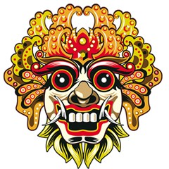 Bali Barong Mask Euclidean Vector Chiefs Face Play Mat (square) by Mog4mog4