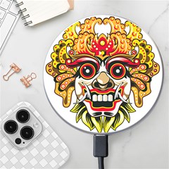 Bali Barong Mask Euclidean Vector Chiefs Face Wireless Fast Charger(white) by Mog4mog4