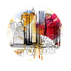 New York City Skyline Vector Illustration Mini Round Pill Box by Mog4mog4