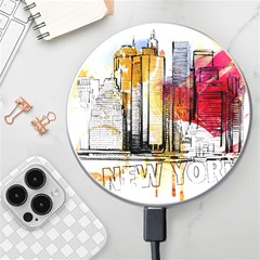 New York City Skyline Vector Illustration Wireless Fast Charger(white) by Mog4mog4