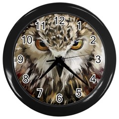 Vector Hand Painted Owl Wall Clock (black) by Mog4mog4