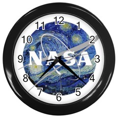 Vincent Van Gogh Starry Night Art Painting Planet Galaxy Wall Clock (black) by Mog4mog4