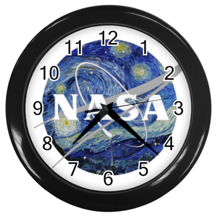 Vincent Van Gogh Starry Night Art Painting Planet Galaxy Wall Clock (Black)