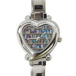 Bookshelf Heart Italian Charm Watch Front