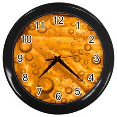 Lime Water Bubbles Macro Light Detail Background Wall Clock (black) by Mog4mog4