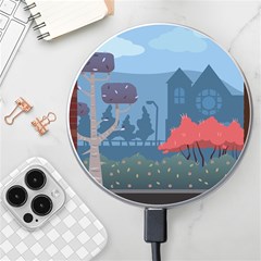 Town Vector Illustration Illustrator City Urban Wireless Fast Charger(white) by Mog4mog4